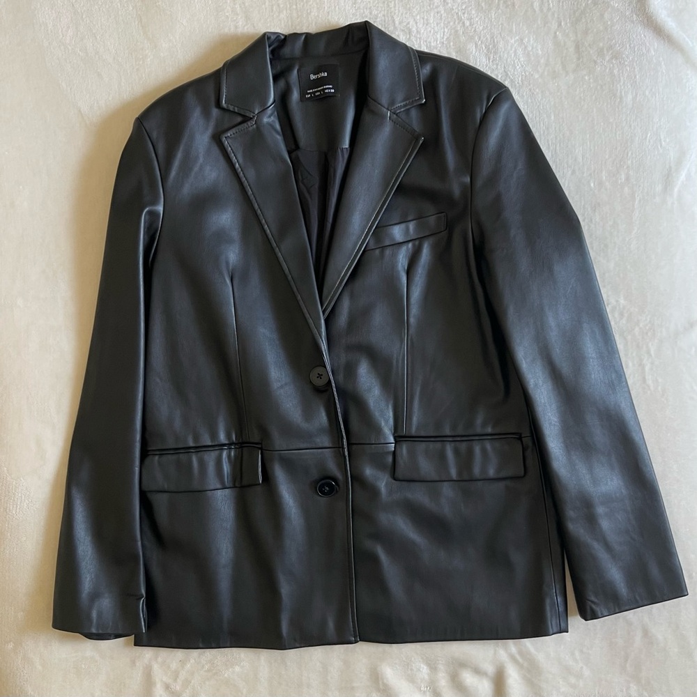Bershka Faux Leather Blazer